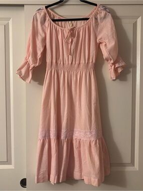 Cottagecore peach-pink cotton dress size S/M